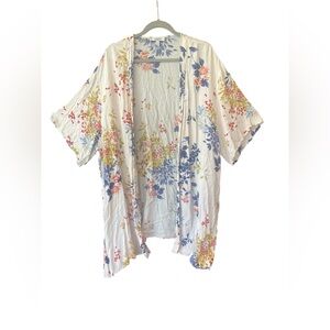 Moa Moa Floral Kimono with Blue and Pink Accents